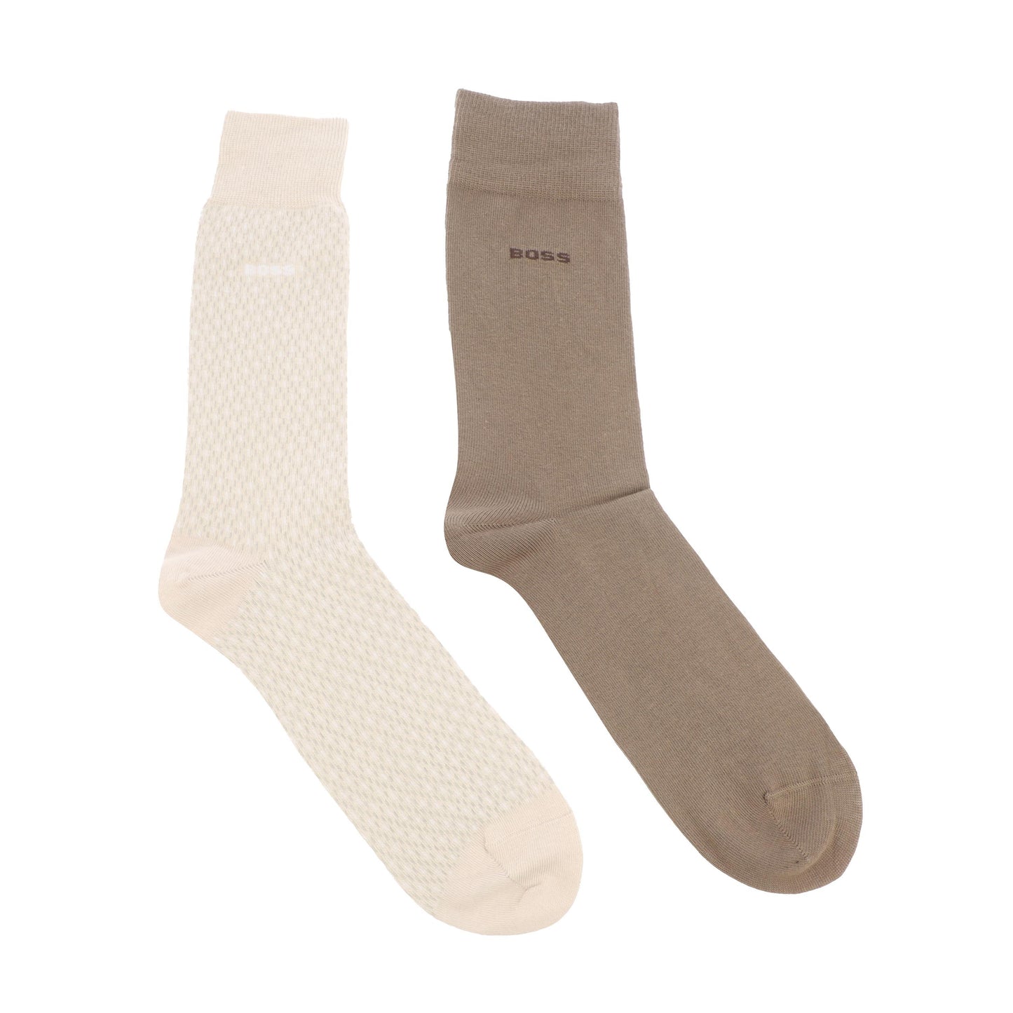 Beige - Back - Boss Mens Patterned Mini Socks (Pack of 2)