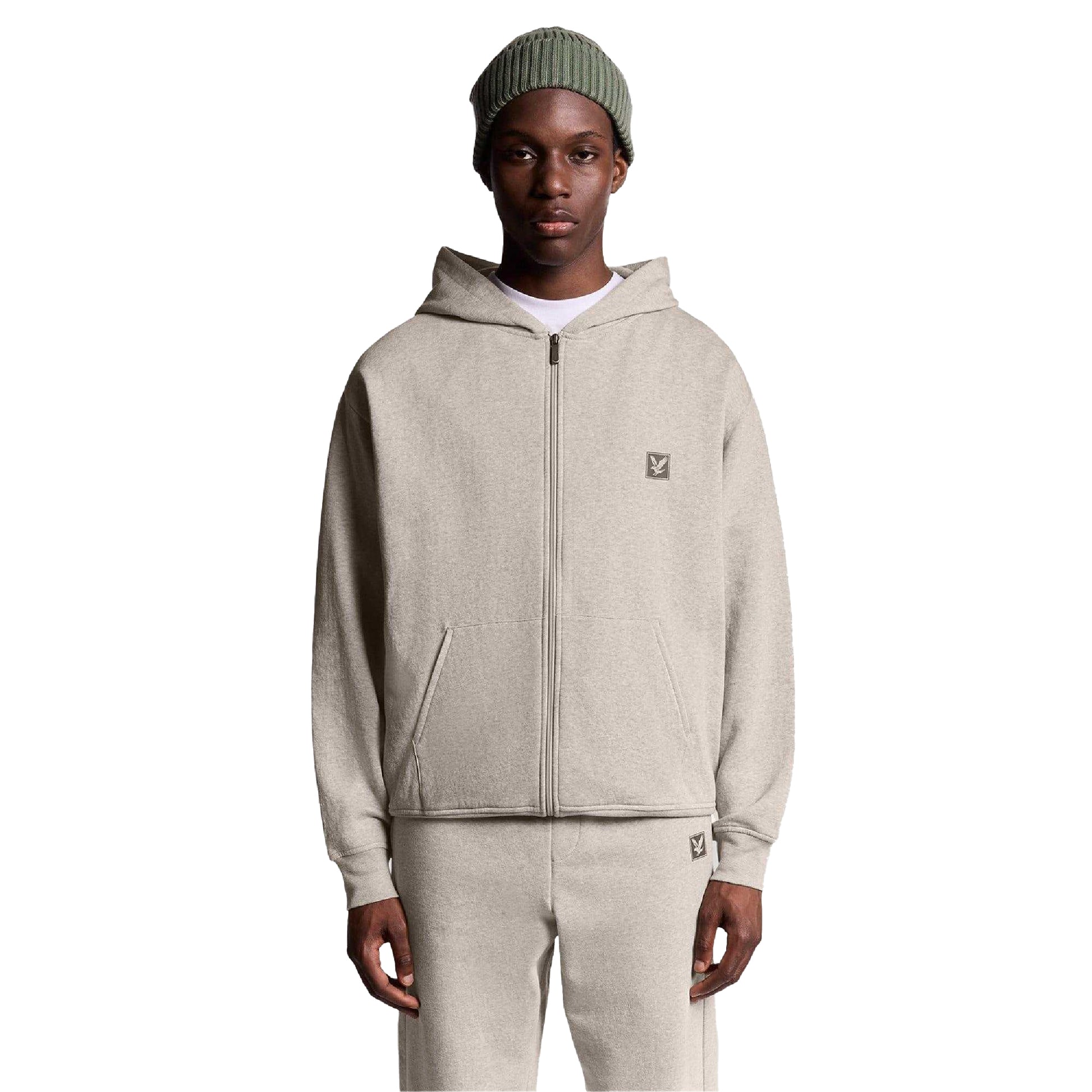 Beige - Front - Lyle & Scott Mens Lounge Full Zip Hoodie