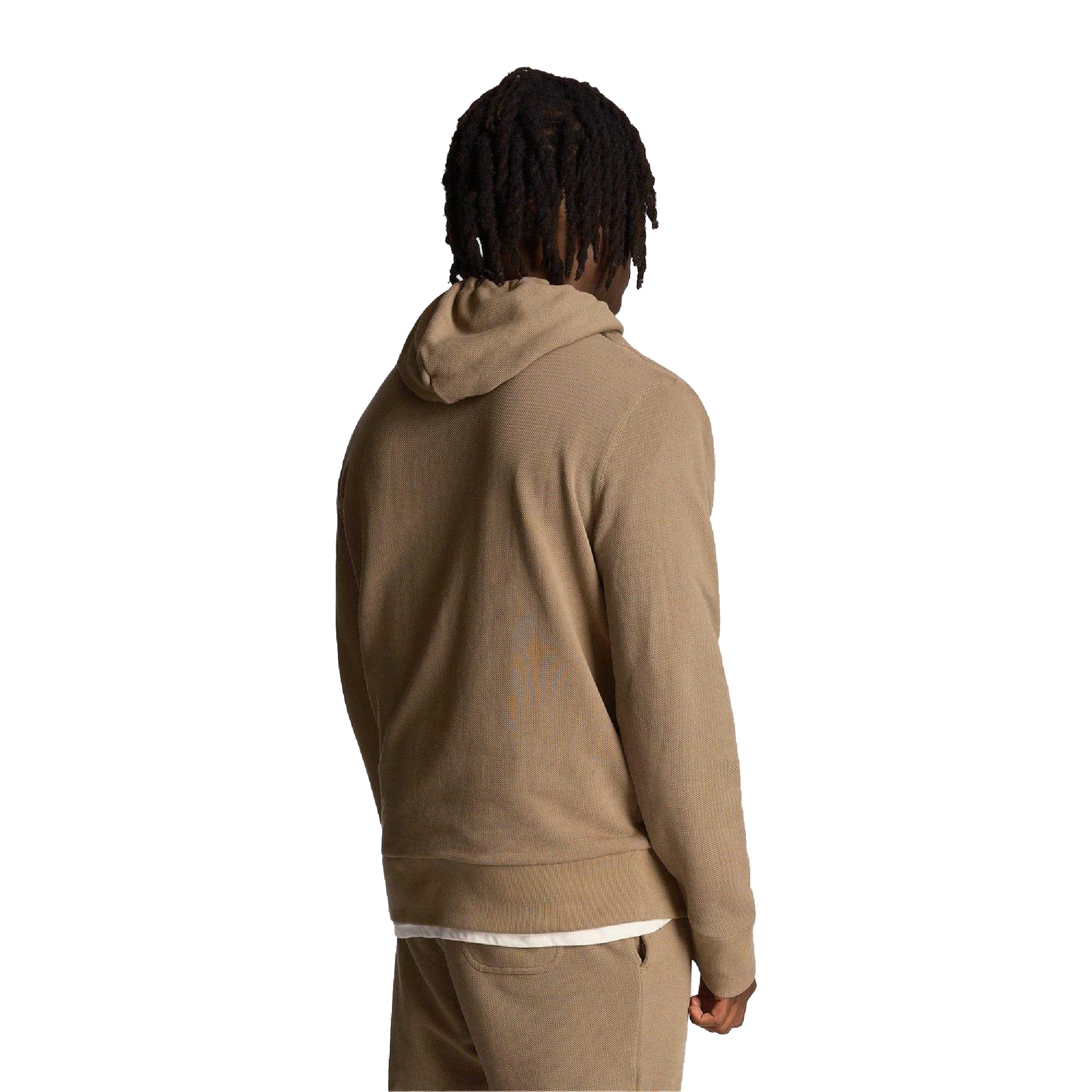 Beige - Back - Lyle & Scott Mens Utility Loopback Hoodie