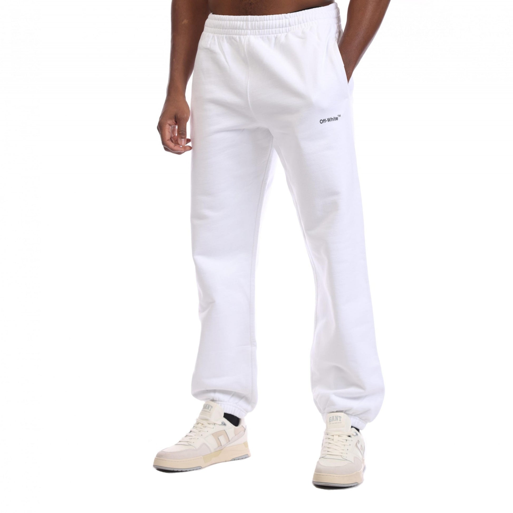 White-Black - Front - Off White Mens Arrow Pocket Slim Sweatpants