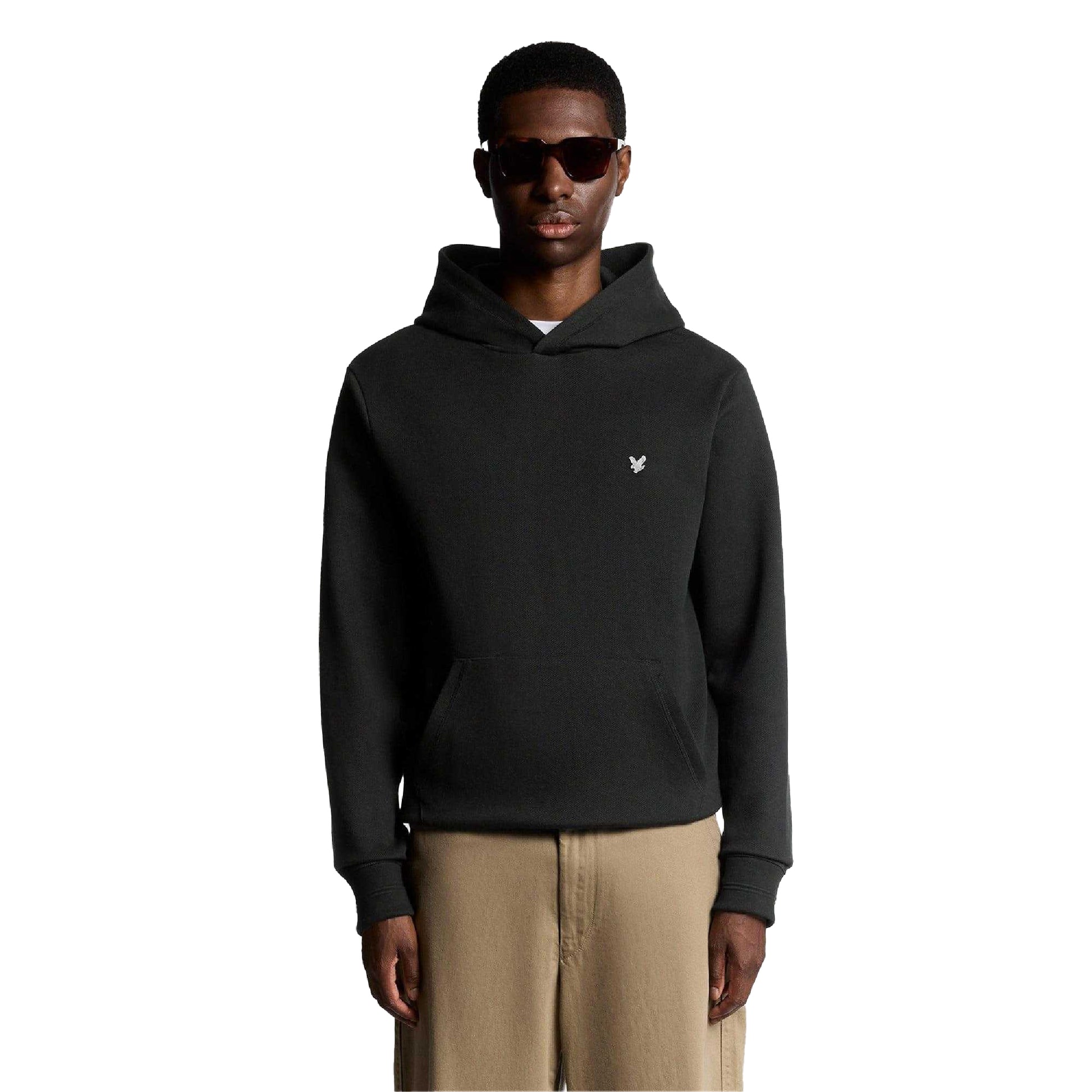 Black - Front - Lyle & Scott Mens Diagonal Weave Hoodie
