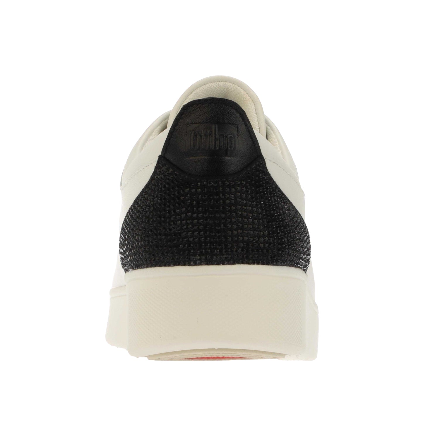 White-Black - Back - Fit Flop Womens-Ladies Rally Crystal Leather Trainers