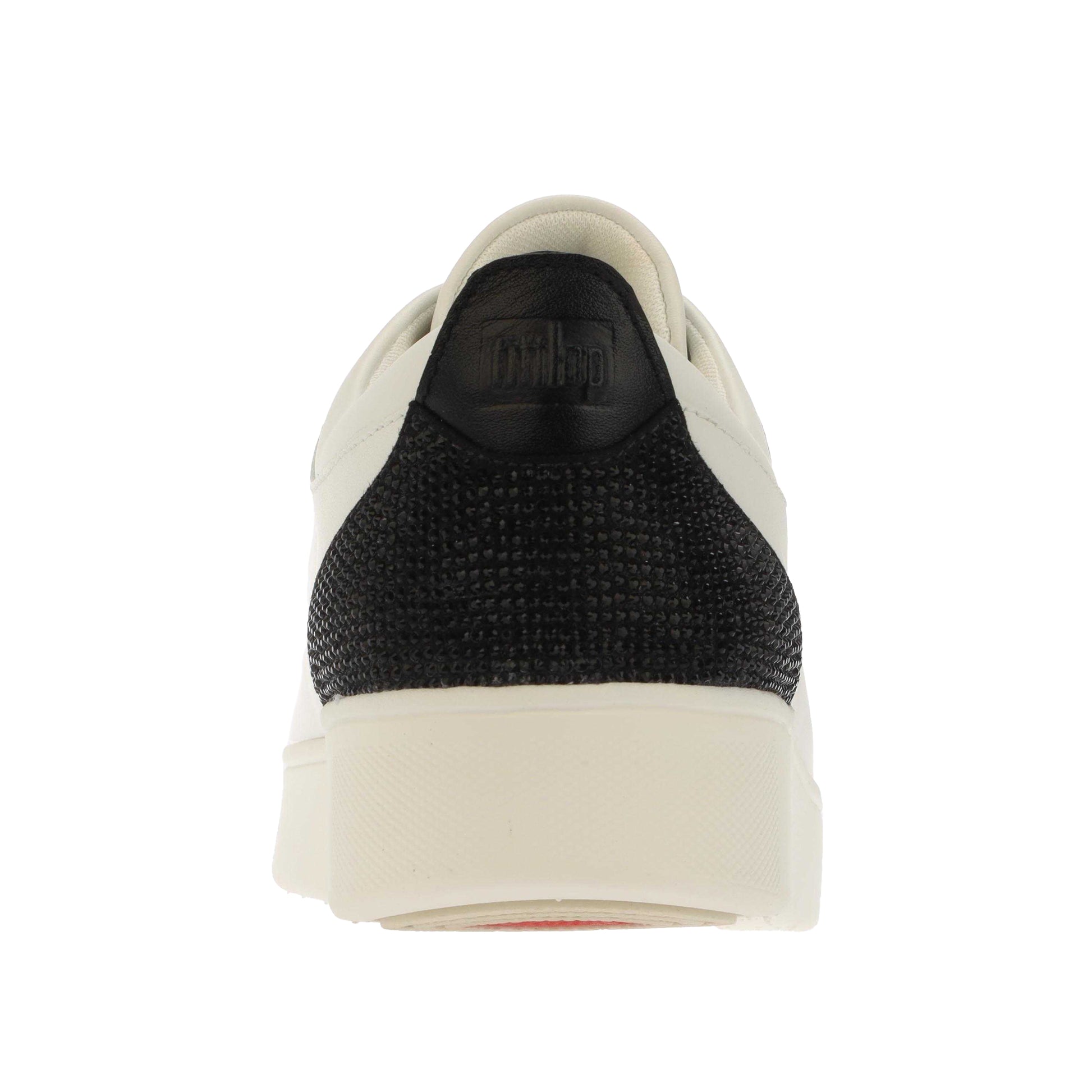 White-Black - Back - Fit Flop Womens-Ladies Rally Crystal Leather Trainers