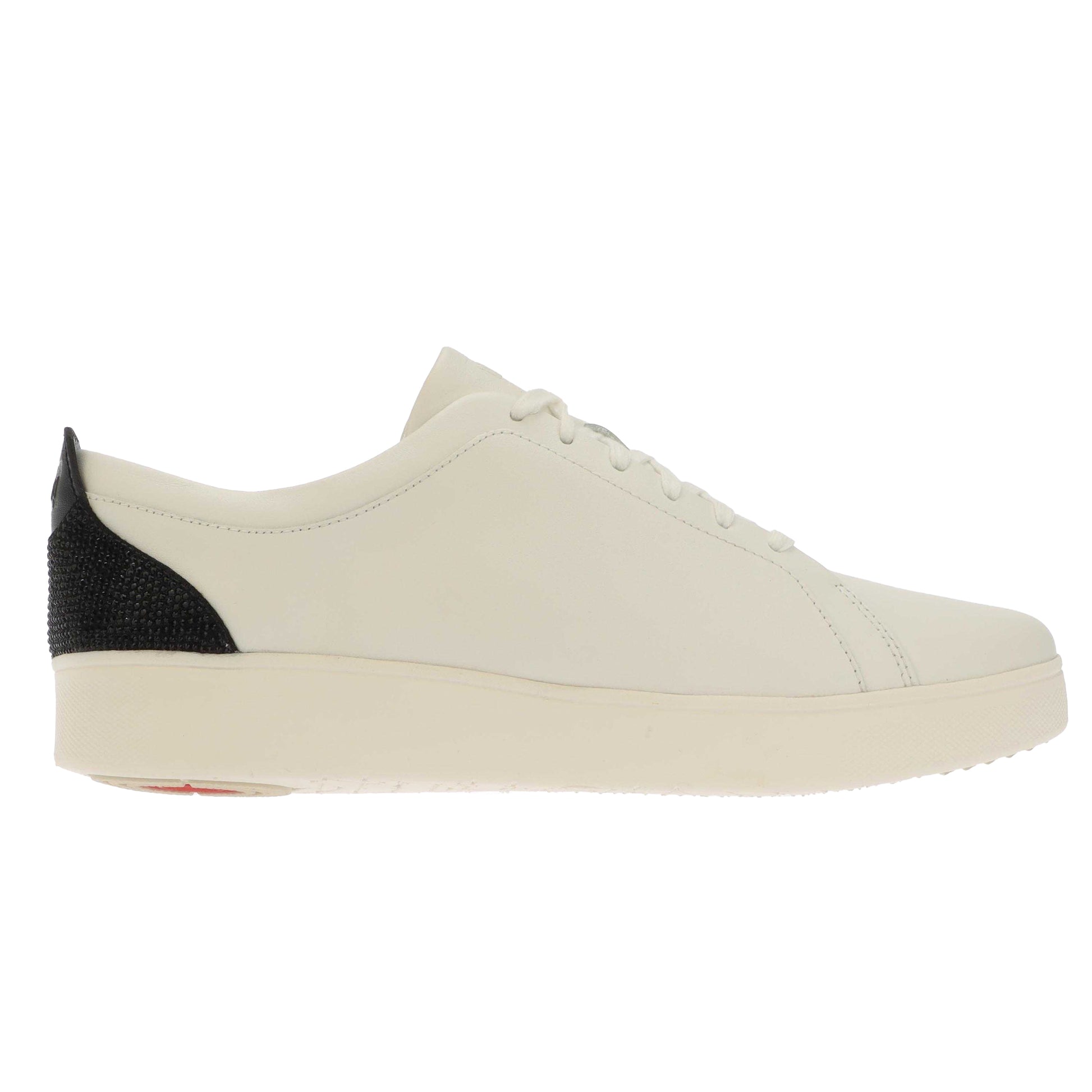 White-Black - Front - Fit Flop Womens-Ladies Rally Crystal Leather Trainers