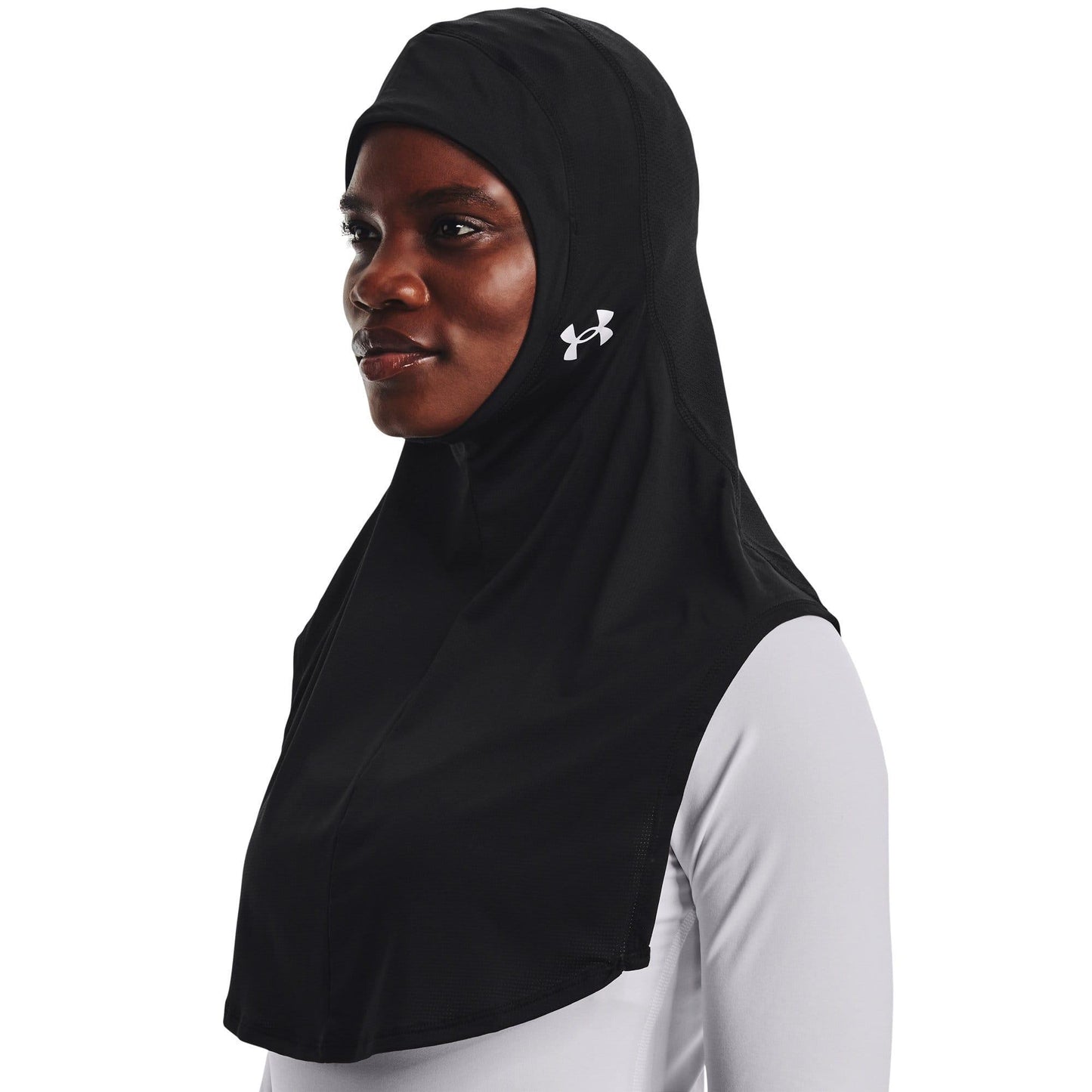 Black - Side - Under Armour Womens-Ladies Extended Sport Hijab