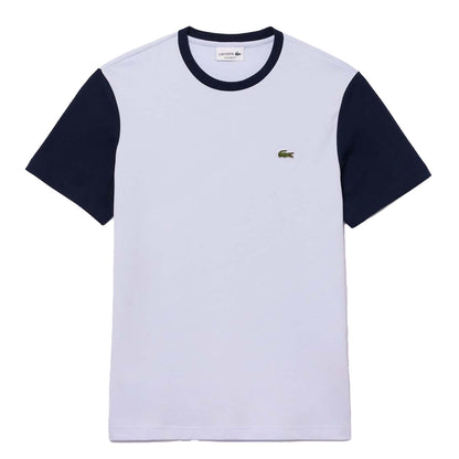 Blue - Front - Lacoste Mens Colour Block Jersey Regular T-Shirt