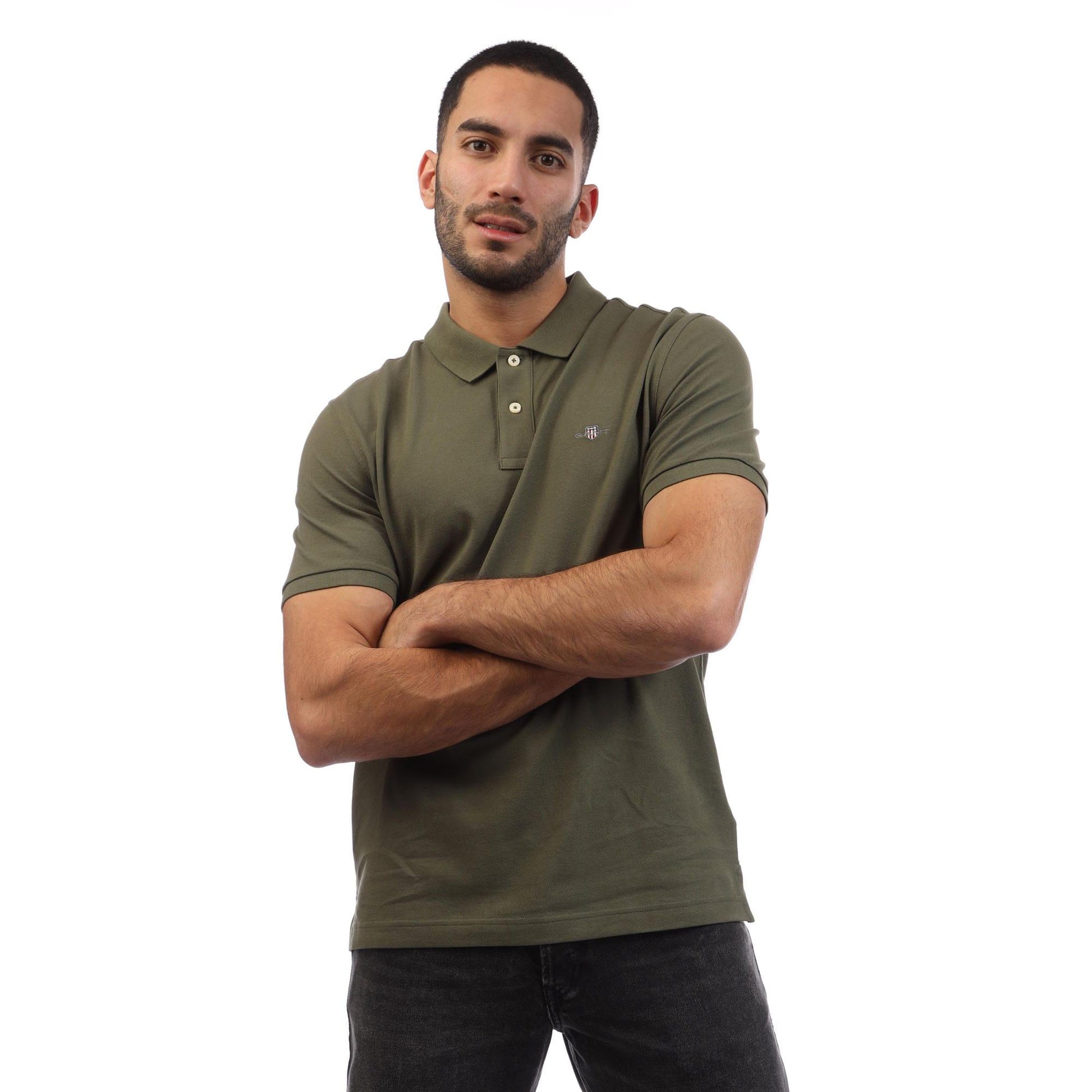 Green - Lifestyle - Gant Mens Shield Pique Regular Polo Shirt