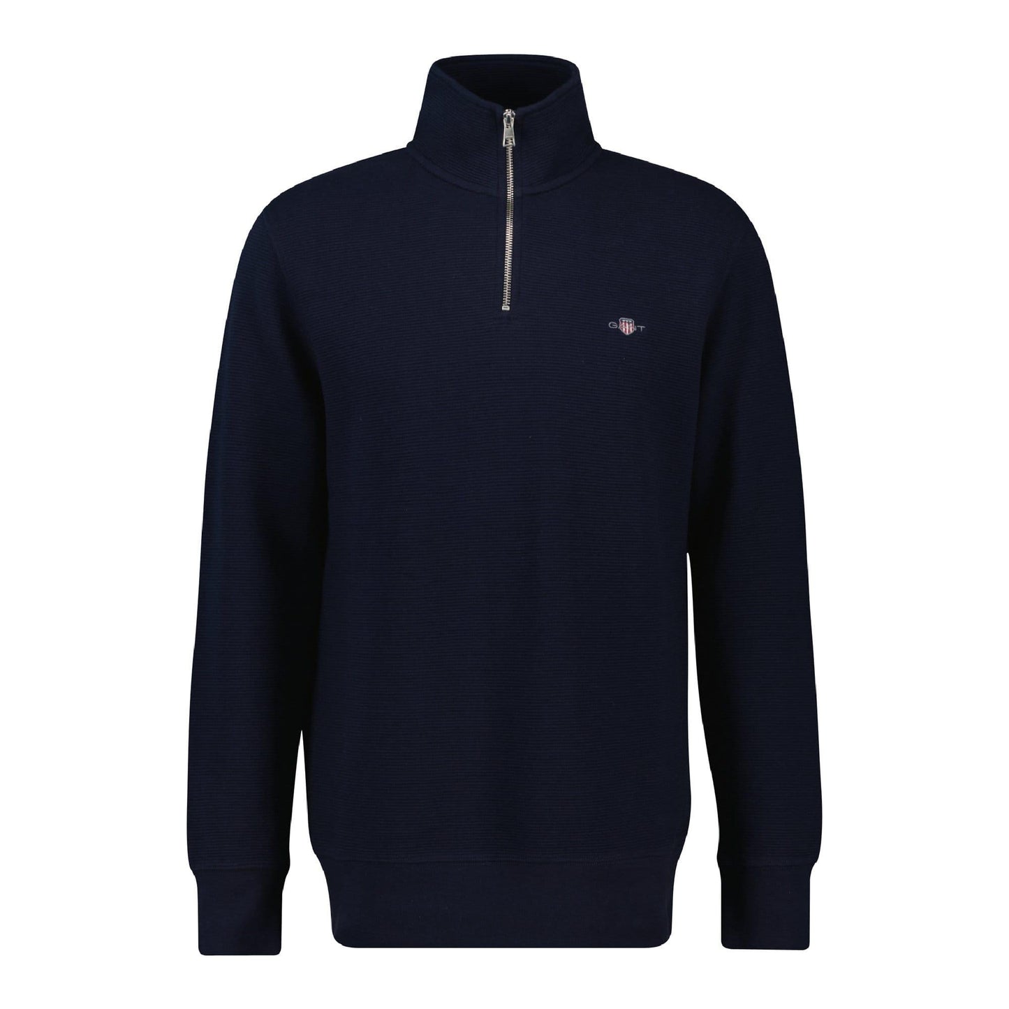 Blue - Front - Gant Mens Textured Half Zip Sweatshirt