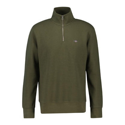 Green - Front - Gant Mens Textured Half Zip Sweatshirt
