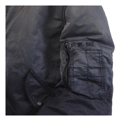 Black - Side - Diesel Womens-Ladies J-Common Bomber Jacket