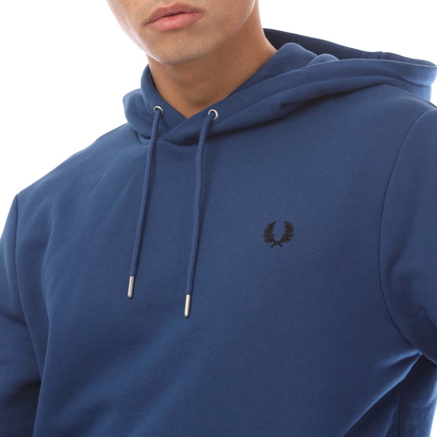 Blue - Side - Fred Perry Mens Tipped Hoodie