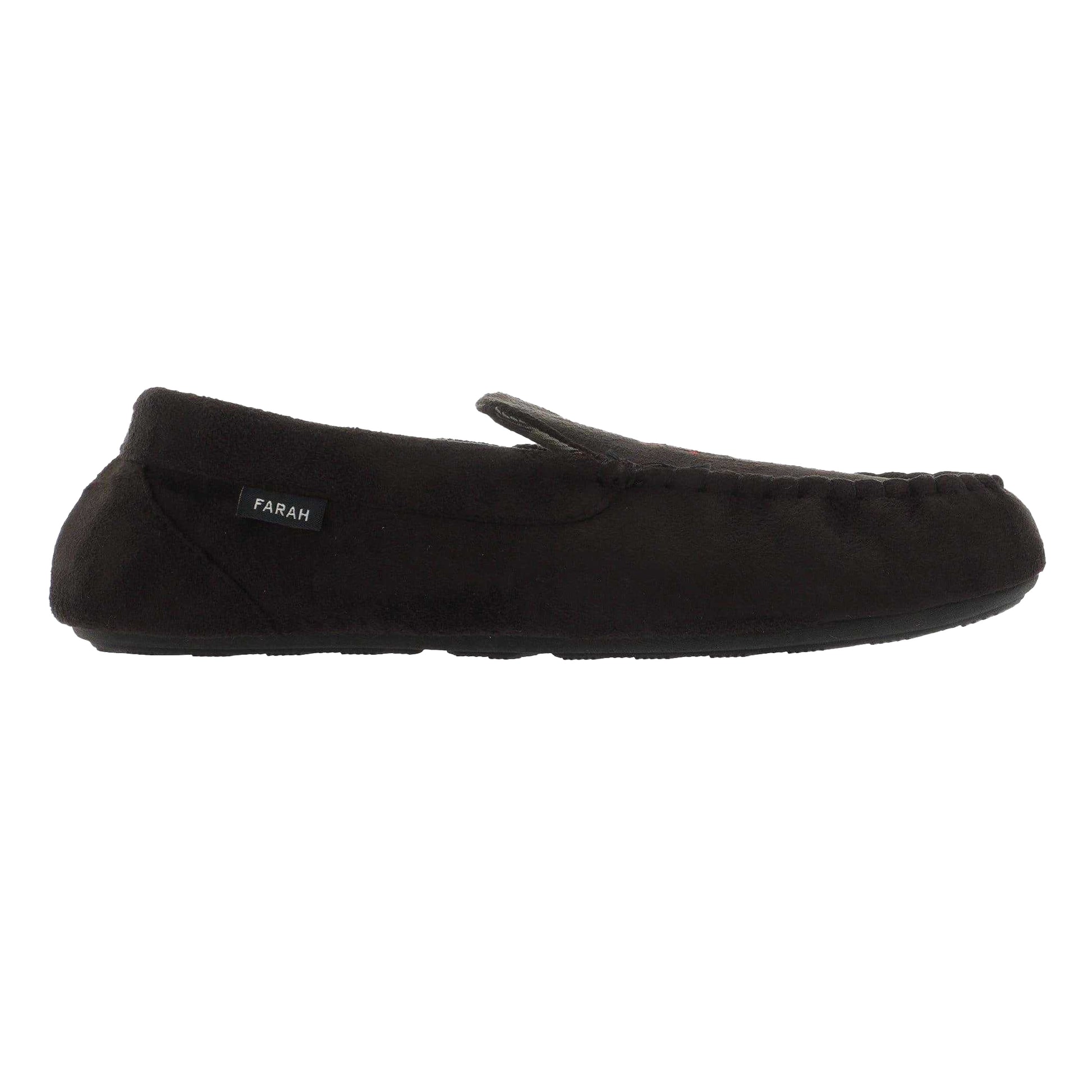Black - Back - Farah Mens Nicken Moccasin Slippers