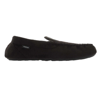 Black - Back - Farah Mens Nicken Moccasin Slippers