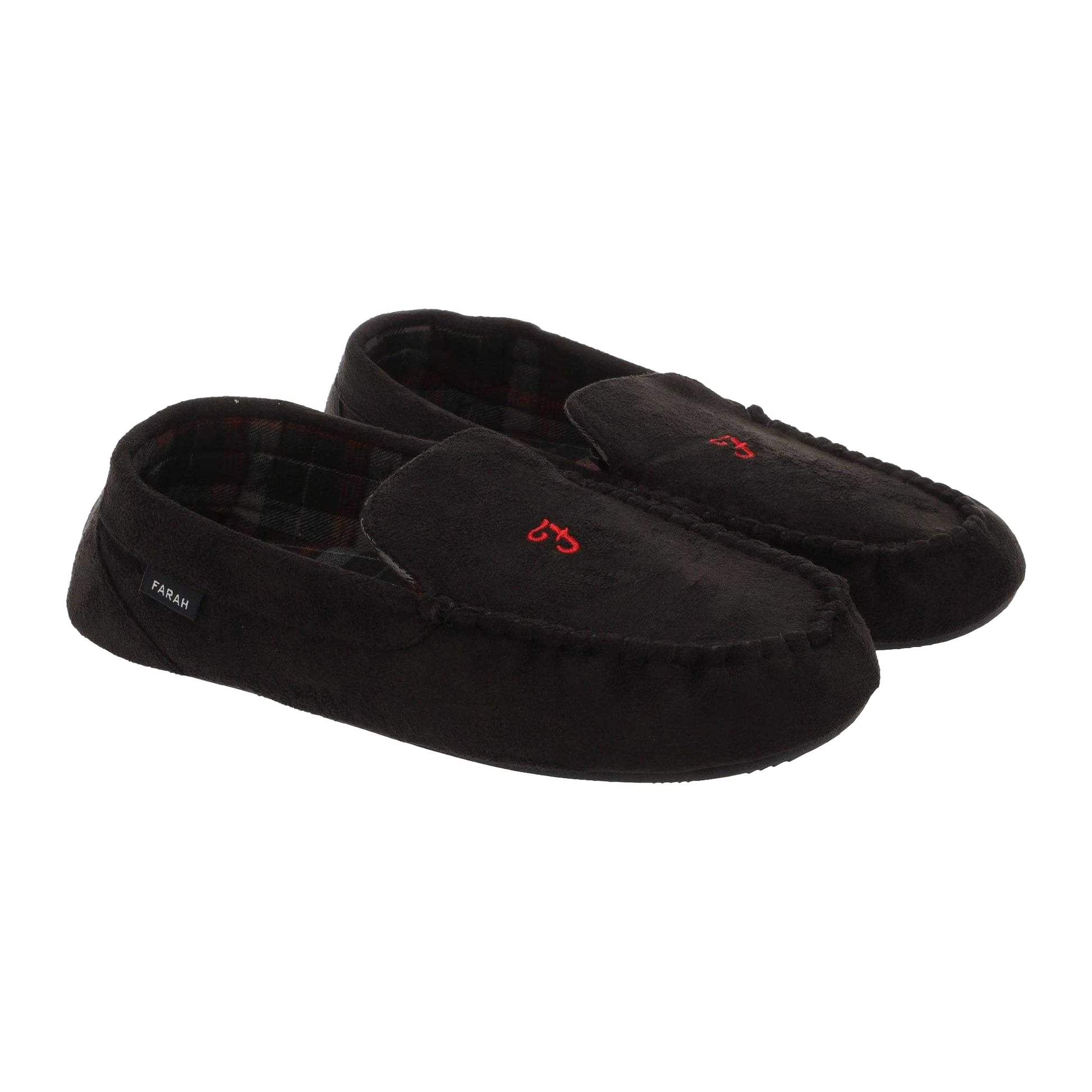 Black - Front - Farah Mens Nicken Moccasin Slippers