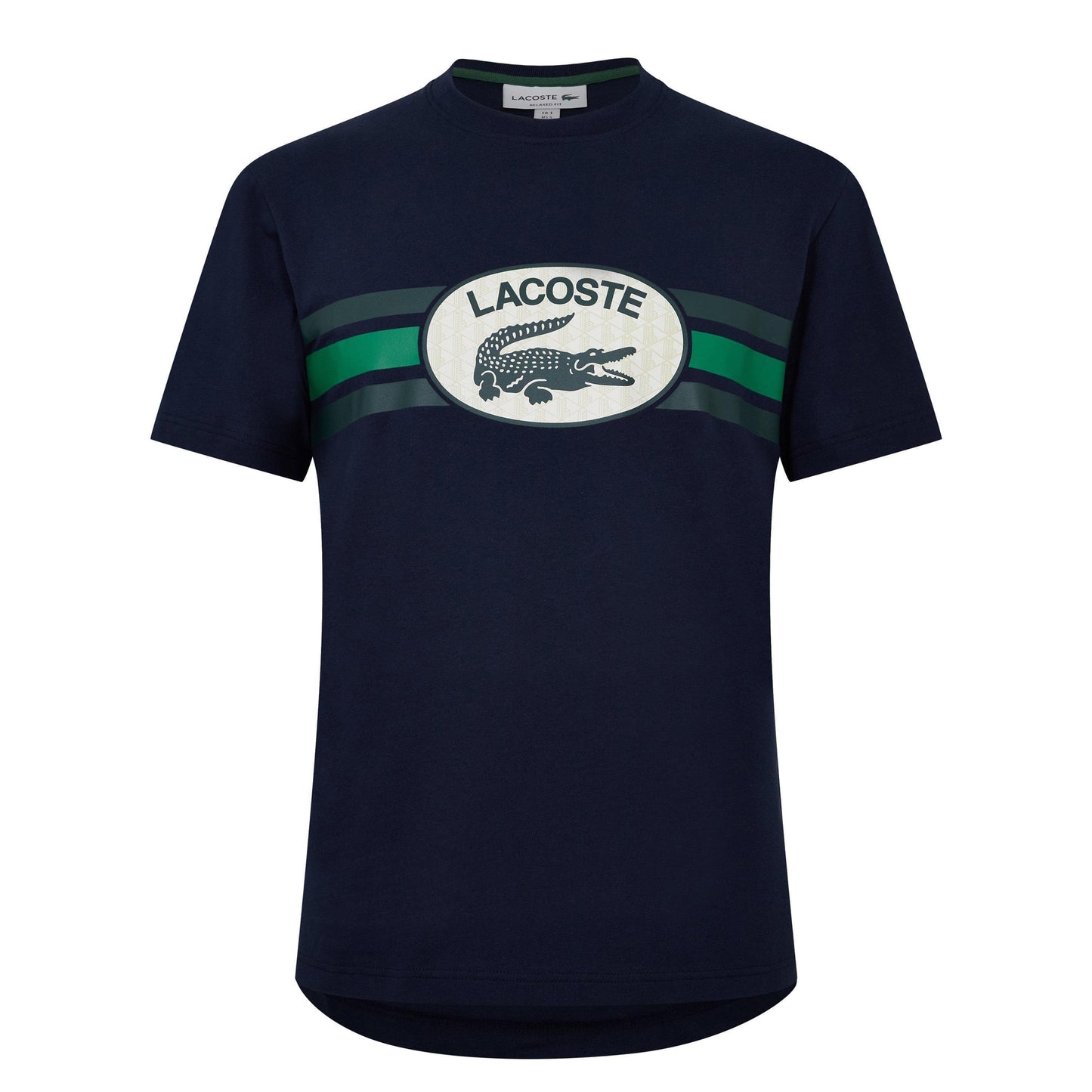 Blue - Front - Lacoste Mens Monogram Cotton T-Shirt