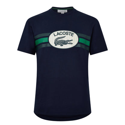 Blue - Front - Lacoste Mens Monogram Cotton T-Shirt