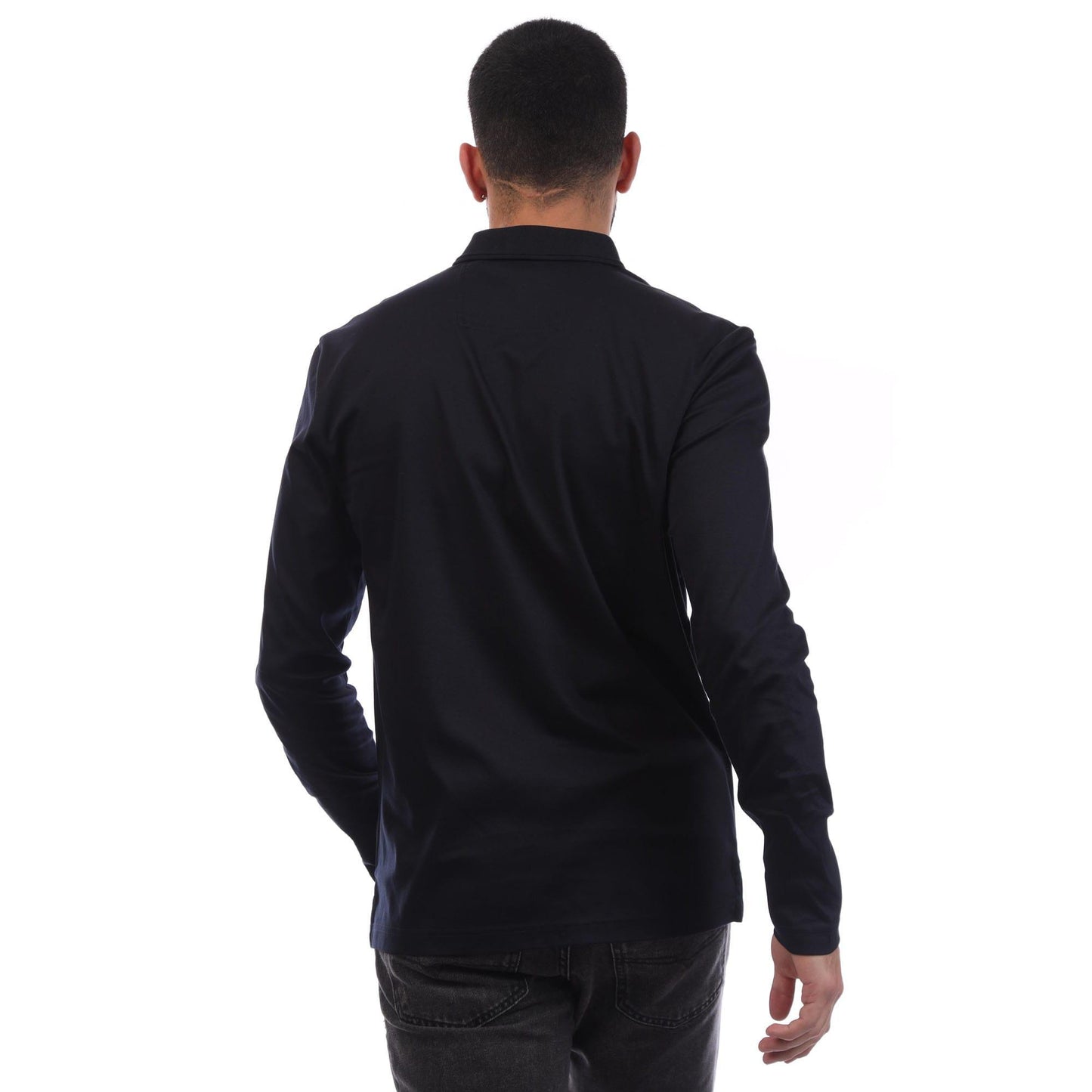 Dark Blue - Back - Boss Mens Pirol Long-Sleeved Polo Shirt