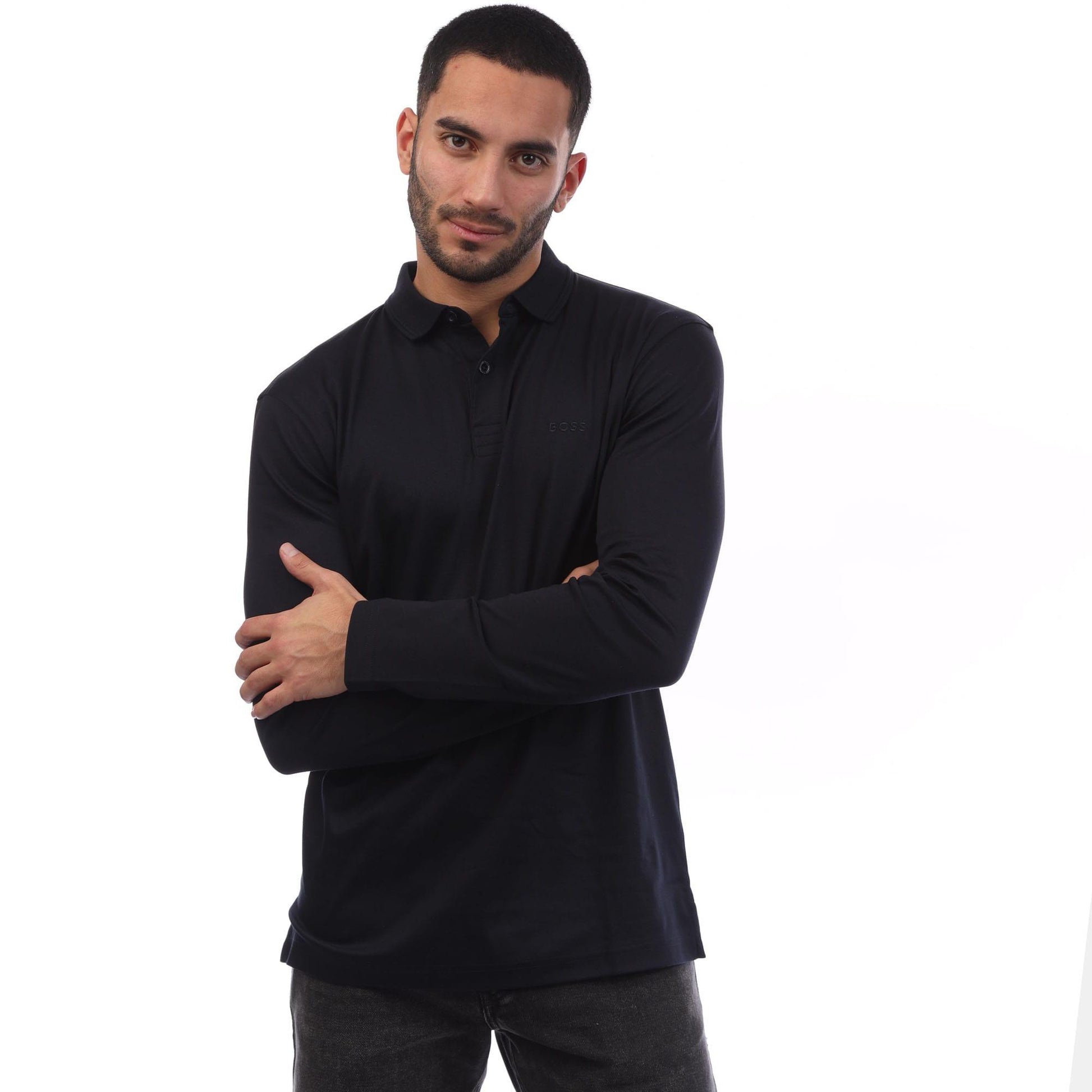 Dark Blue - Lifestyle - Boss Mens Pirol Long-Sleeved Polo Shirt