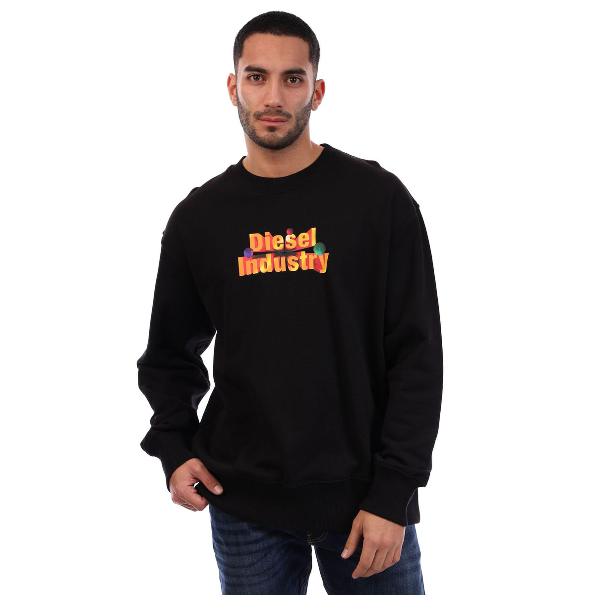 Black - Front - Diesel Mens S-Macs Crew Neck Sweatshirt