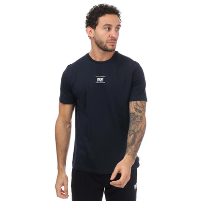 Navy - Front - DKNY Mens Logo Polycotton T-Shirt