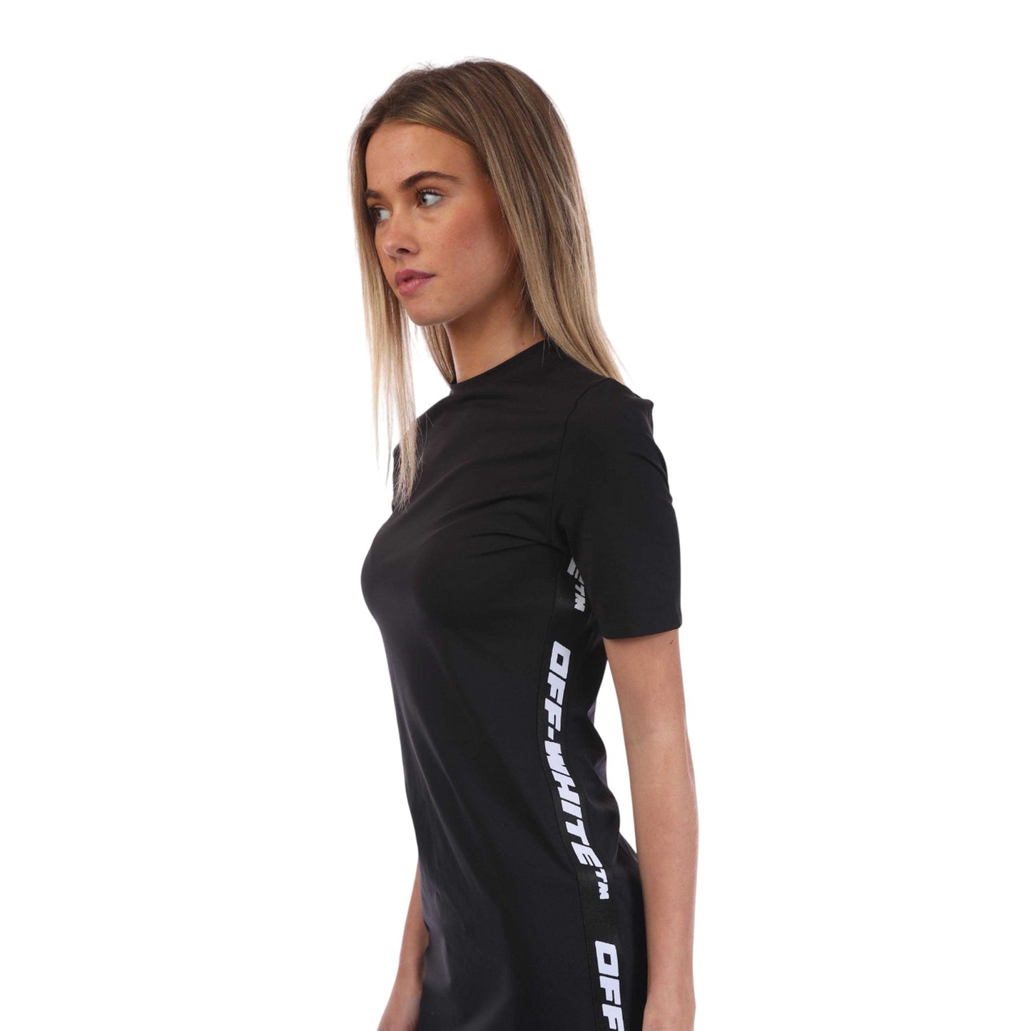 Black - Lifestyle - Off White Womens-Ladies Athletic Logo Midi Dress