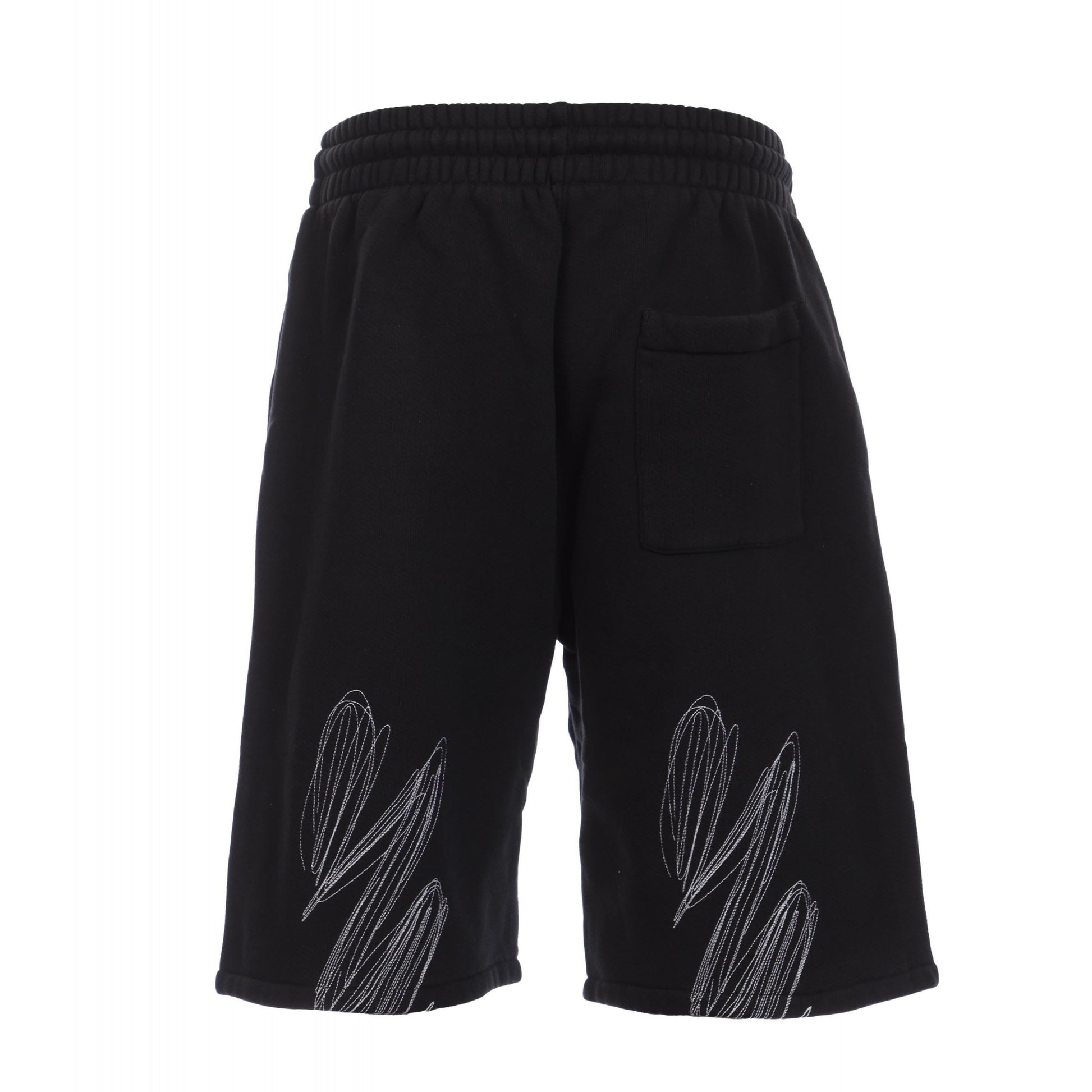 Black - Back - Off White Mens Scribble Diagonal Sweat Shorts