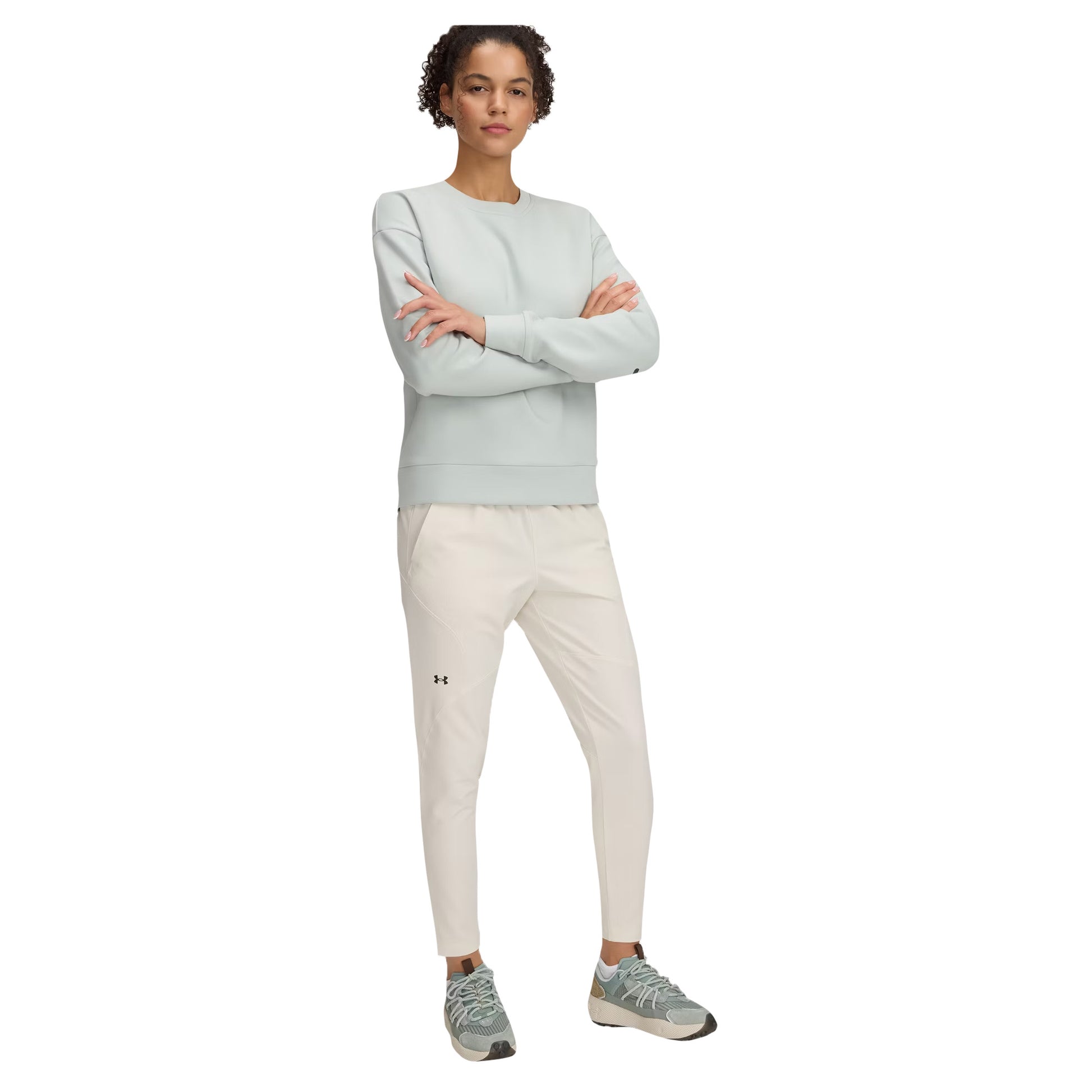 White - Pack Shot - Under Armour Womens-Ladies Unstoppable Hybrid Jogging Bottoms