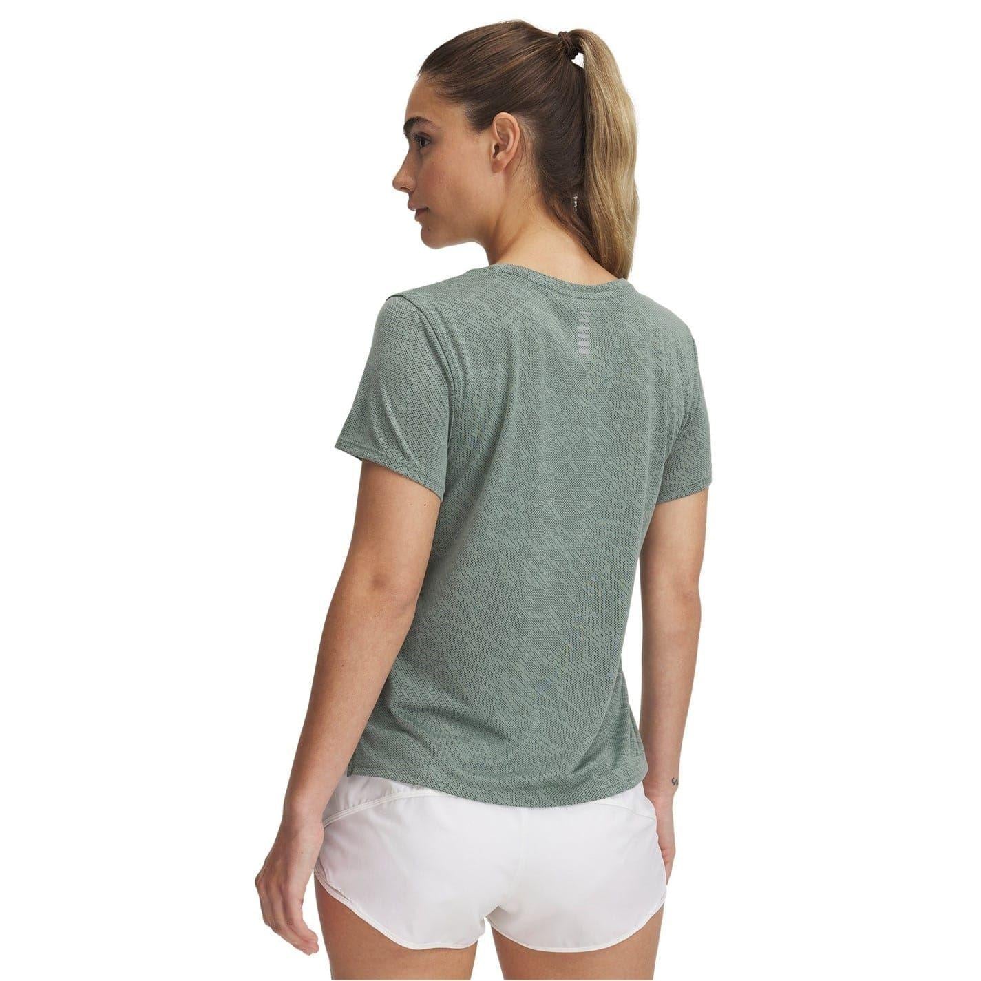 Green - Back - Under Armour Womens-Ladies Launch Camo Short-Sleeved T-Shirt