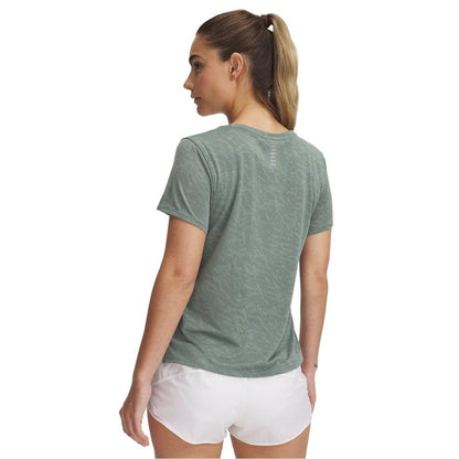 Green - Back - Under Armour Womens-Ladies Launch Camo Short-Sleeved T-Shirt