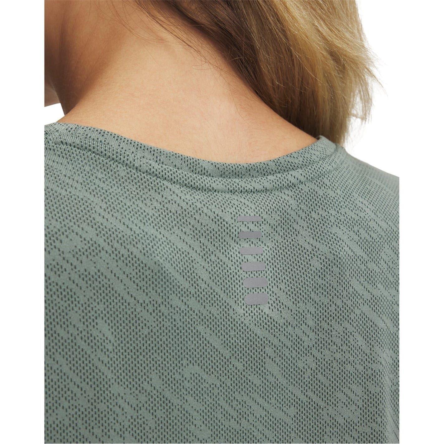 Green - Side - Under Armour Womens-Ladies Launch Camo Short-Sleeved T-Shirt