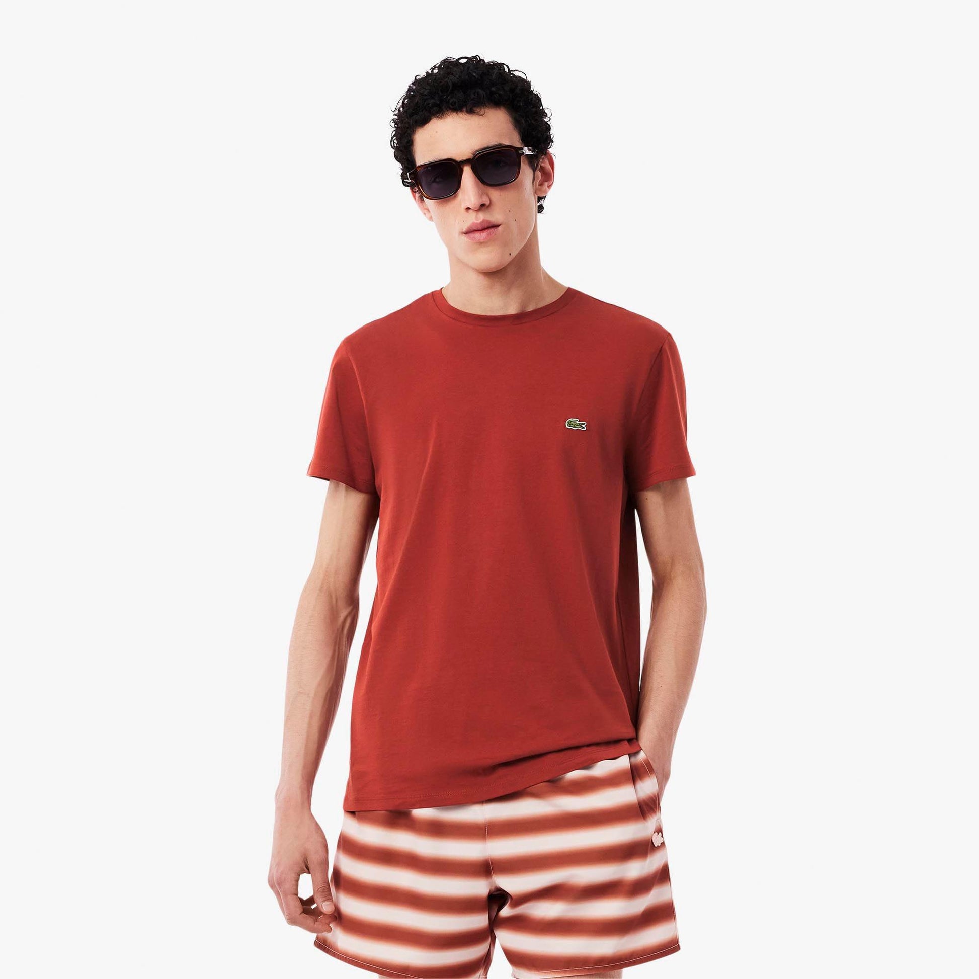 Red - Side - Lacoste Mens Pima Cotton T-Shirt