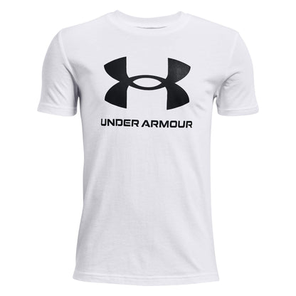 White - Front - Under Armour Childrens-Kids Sportstyle Logo Short-Sleeved T-Shirt