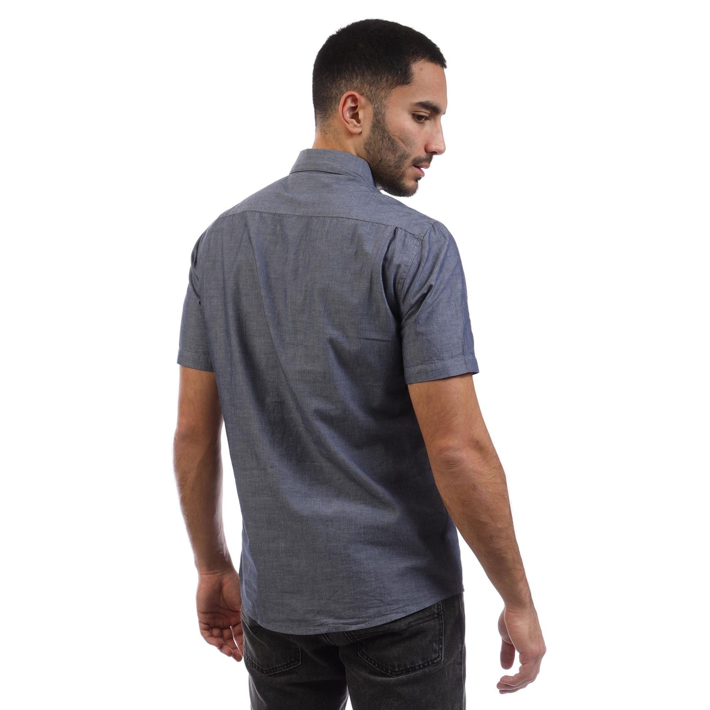 Grey - Back - Peter Werth Mens Tenter Short-Sleeved Shirt