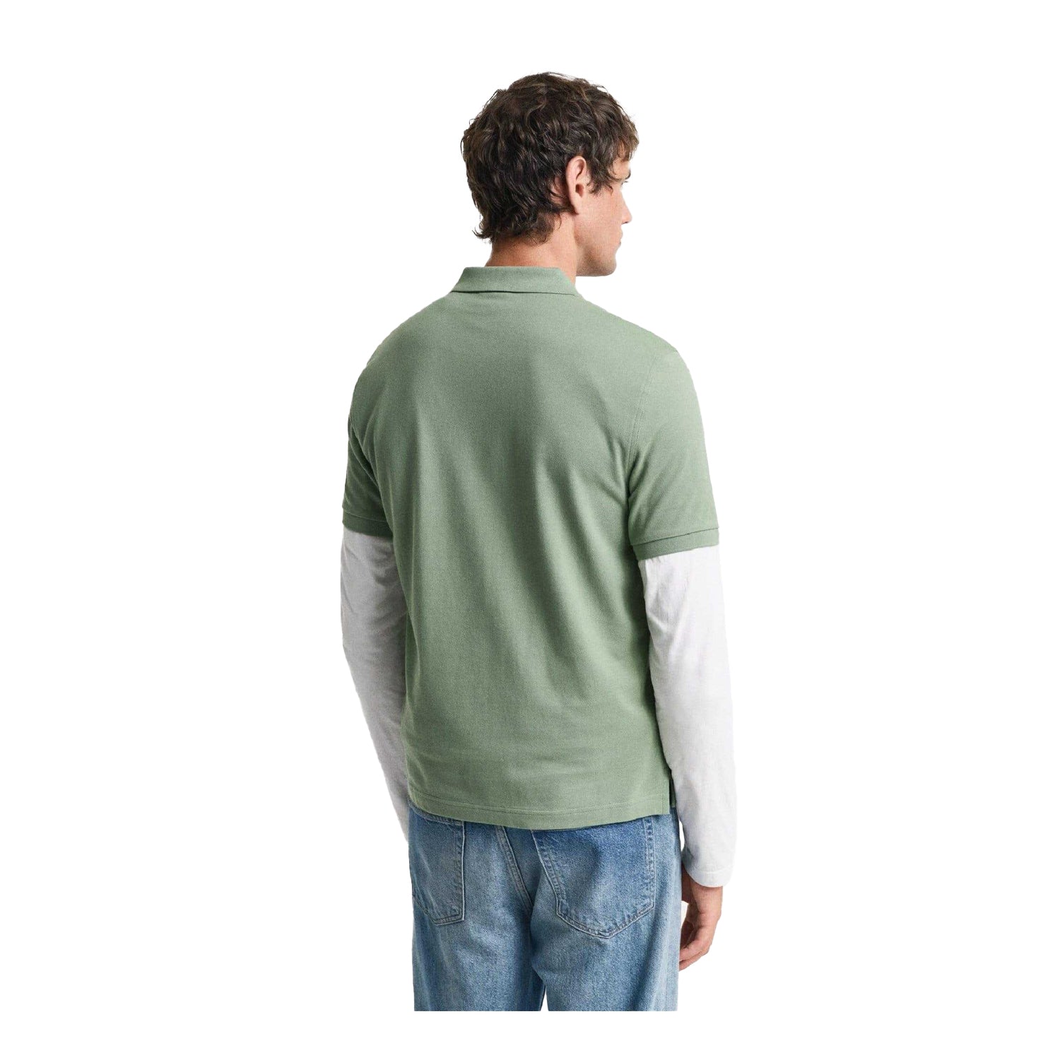 Kalamata-Green - Back - Gant Mens Shield Pique Regular Polo Shirt