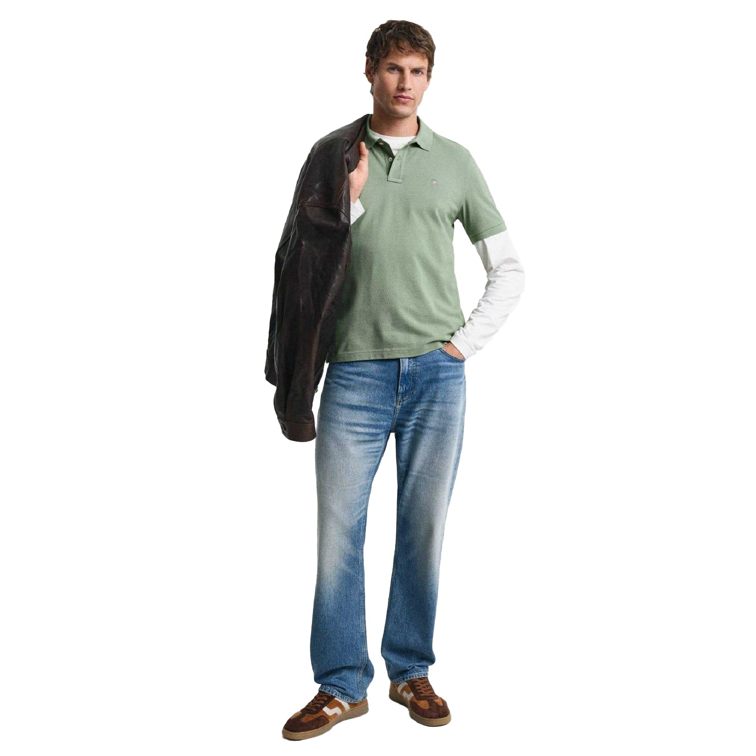 Kalamata-Green - Pack Shot - Gant Mens Shield Pique Regular Polo Shirt