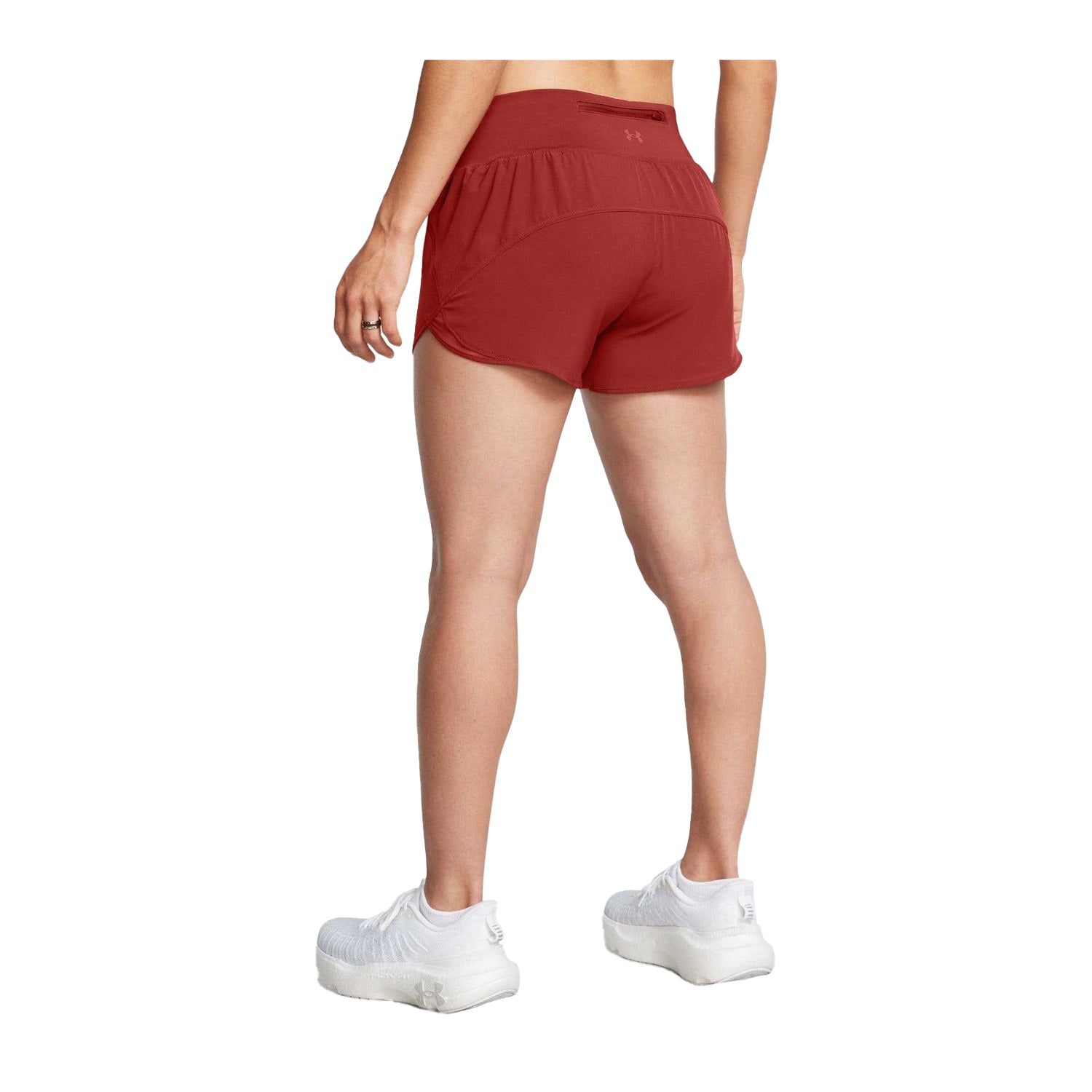 Orange - Side - Under Armour Womens-Ladies Launch Pro Shorts