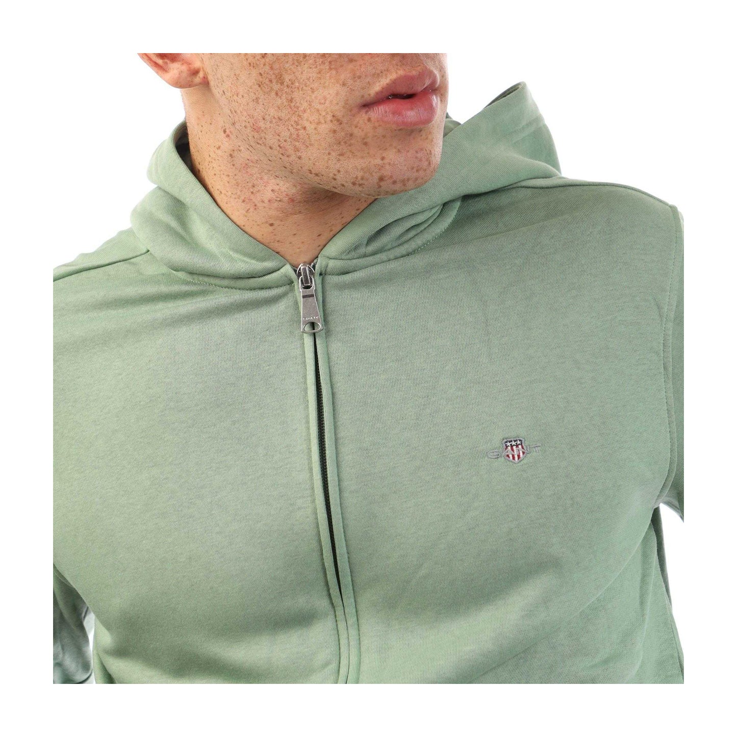 Green - Side - Gant Mens Shield Full Zip Hoodie