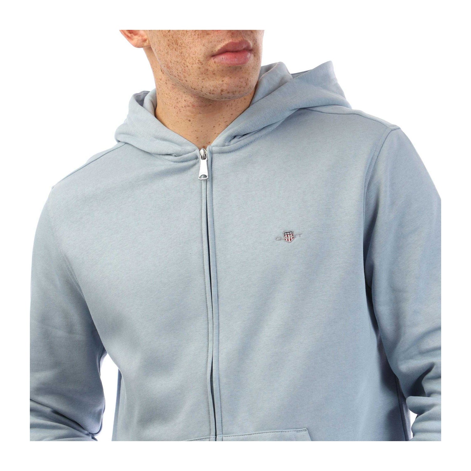 Blue - Side - Gant Mens Shield Full Zip Hoodie