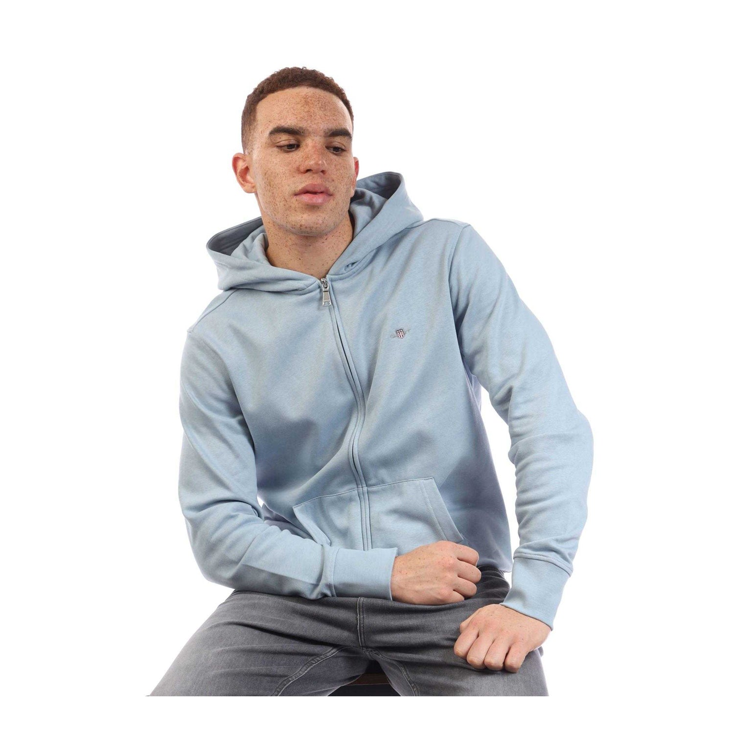 Blue - Lifestyle - Gant Mens Shield Full Zip Hoodie