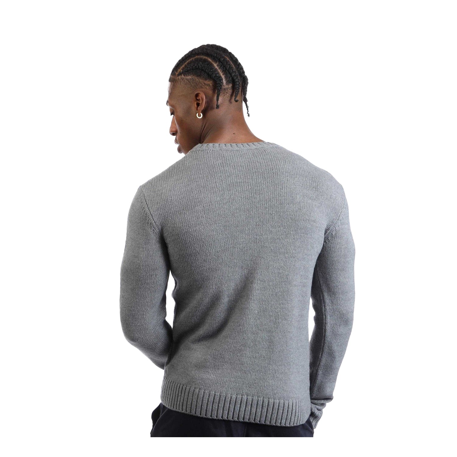 Grey-Black - Back - Off White Mens Wool Blend Crew Neck Sweatshirt