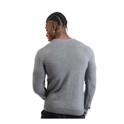 Grey-Black - Back - Off White Mens Wool Blend Crew Neck Sweatshirt