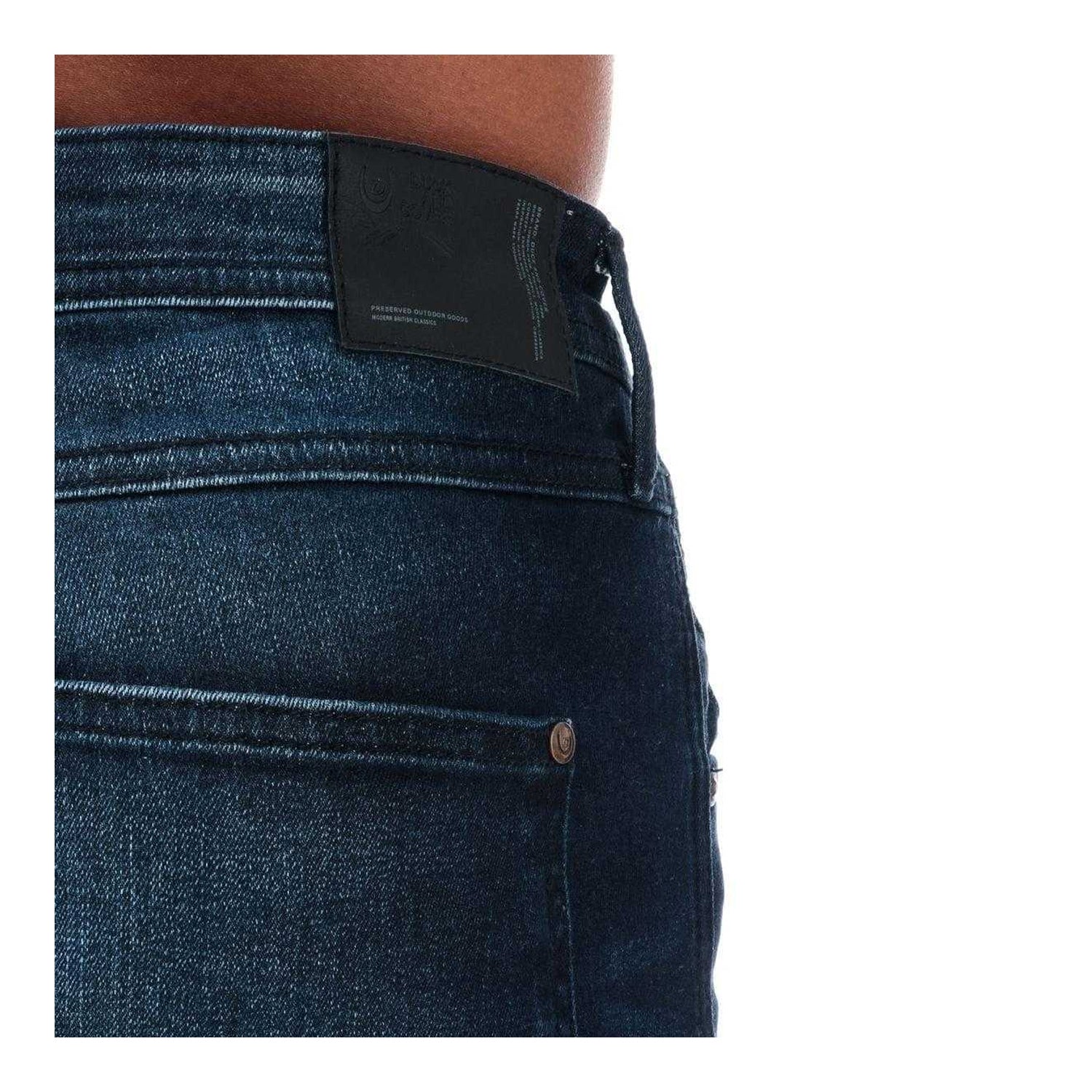 Dark Blue - Side - Duck and Cover Mens Maylead Dark Wash Slim Jeans