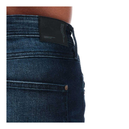 Dark Blue - Side - Duck and Cover Mens Maylead Dark Wash Slim Jeans