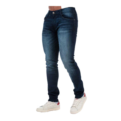 Dark Blue - Front - Duck and Cover Mens Maylead Dark Wash Slim Jeans