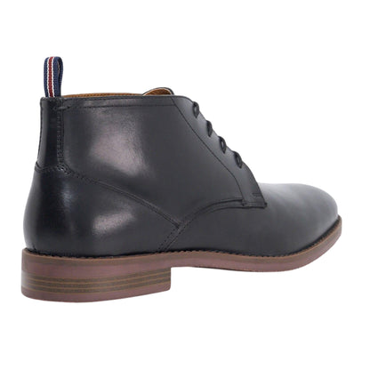 Black - Back - Dune London Mens Minato Leather Lace Up Ankle Boots