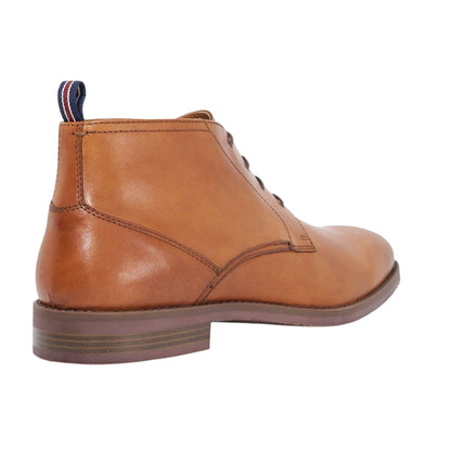 Tan - Back - Dune London Mens Minato Leather Lace Up Ankle Boots