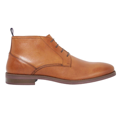 Tan - Side - Dune London Mens Minato Leather Lace Up Ankle Boots