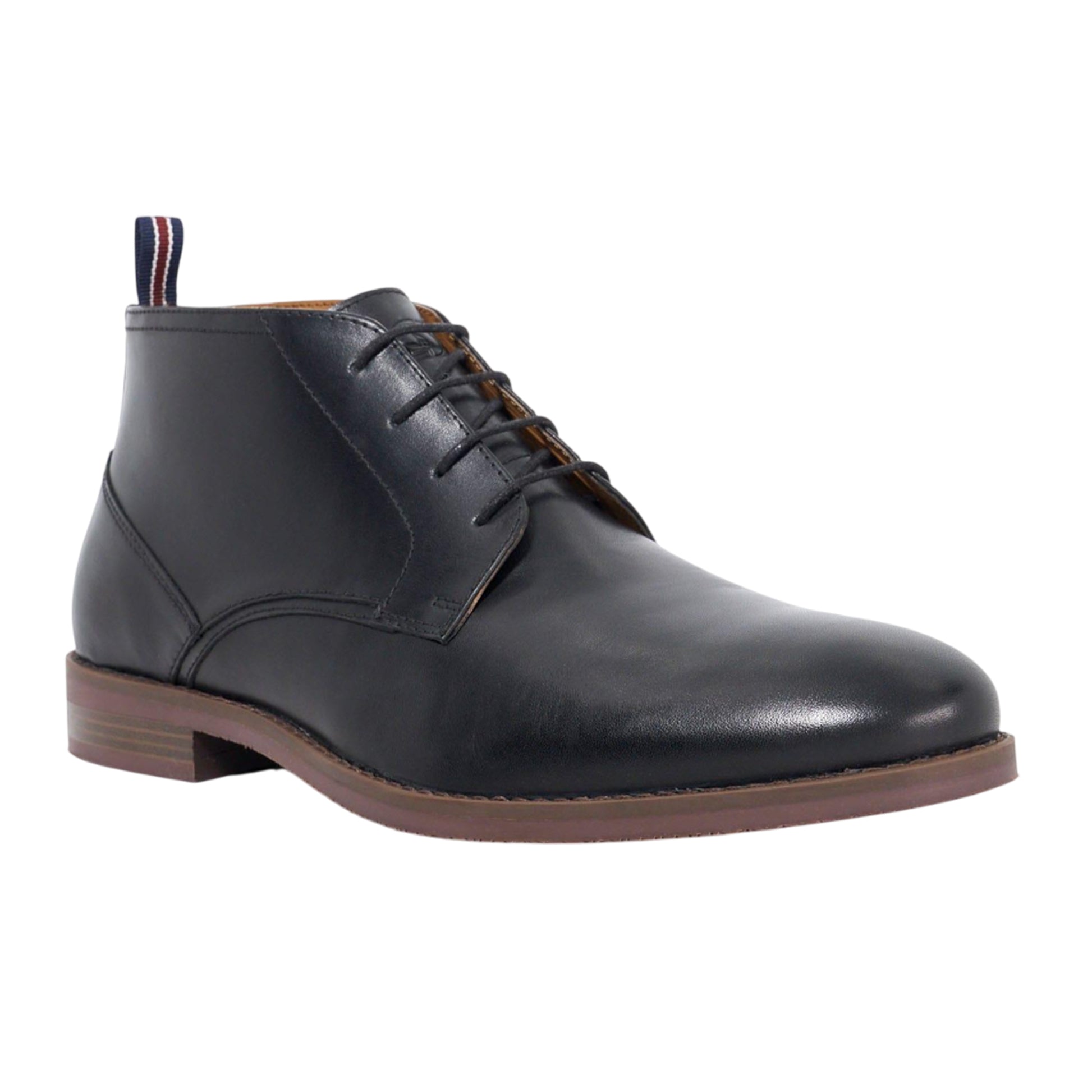 Black - Front - Dune London Mens Minato Leather Lace Up Ankle Boots