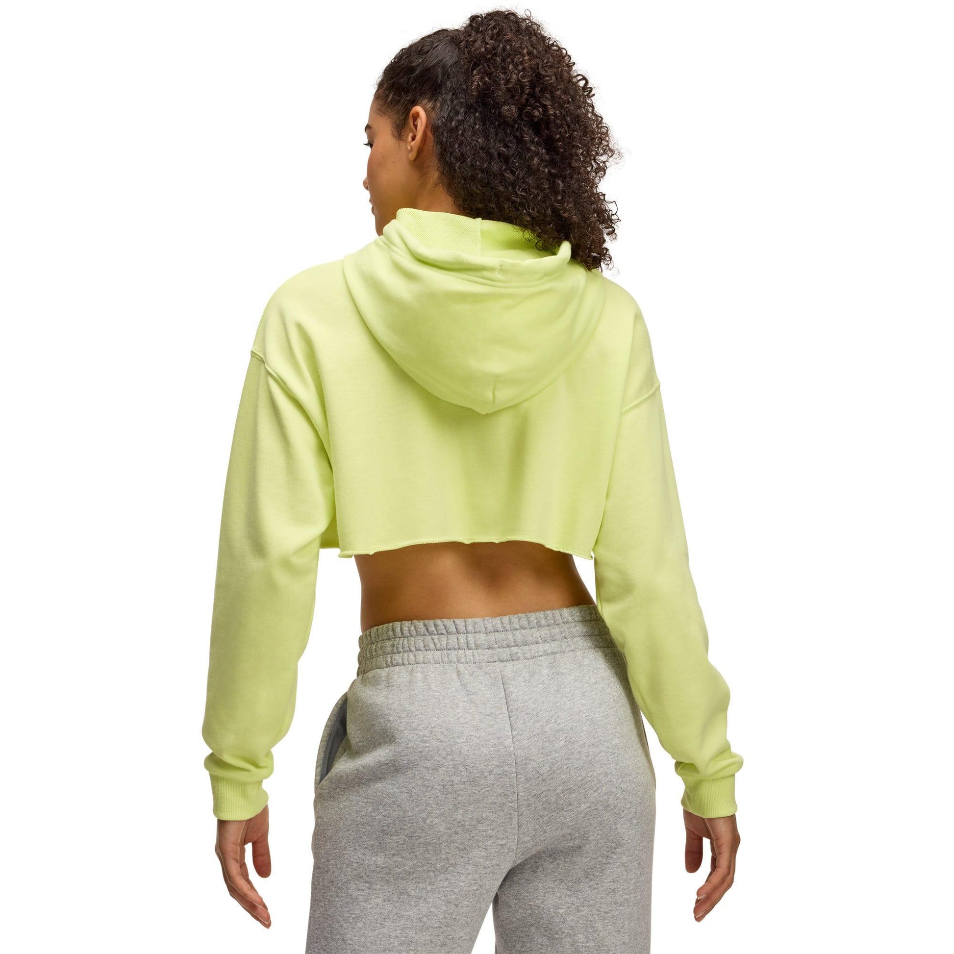 Yellow - Back - Under Armour Womens-Ladies Icon Terry Cropped Hoodie