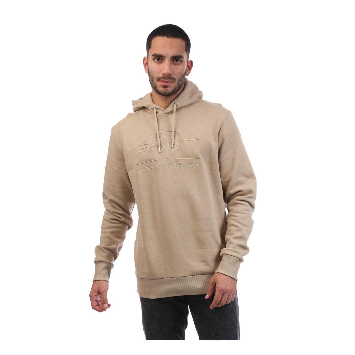 Beige - Front - Gant Mens Archive Shield Tonal Hoodie